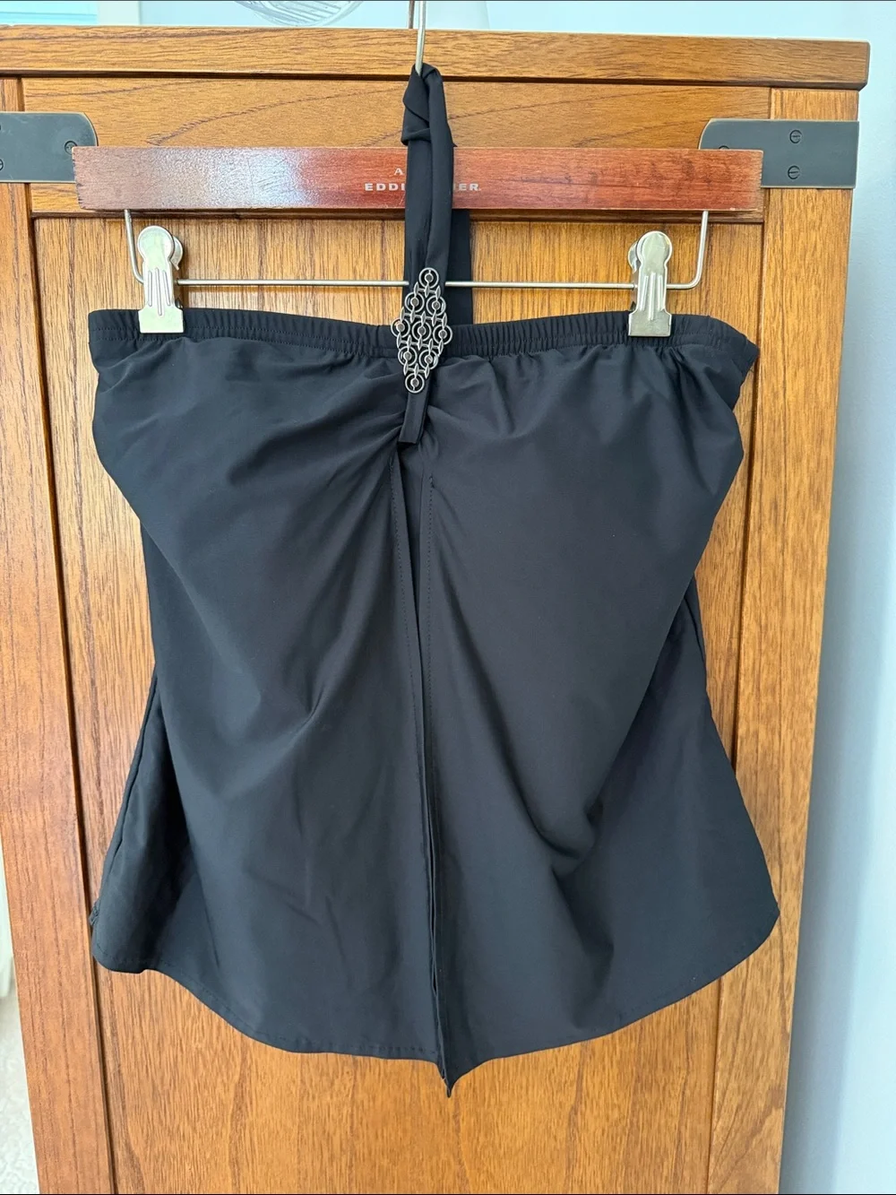 Tara Grinna Black Women's Halter Swim Top with Decorative Accent 38